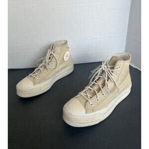 Converse Beige White Chuck Taylor All Star Lift HighTop Platform Sneaker Shoes 9